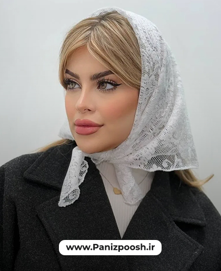 خرید عمده مینی اسکارف سه گوش گیپور عمده فروشی روسری سه گوش گیپور