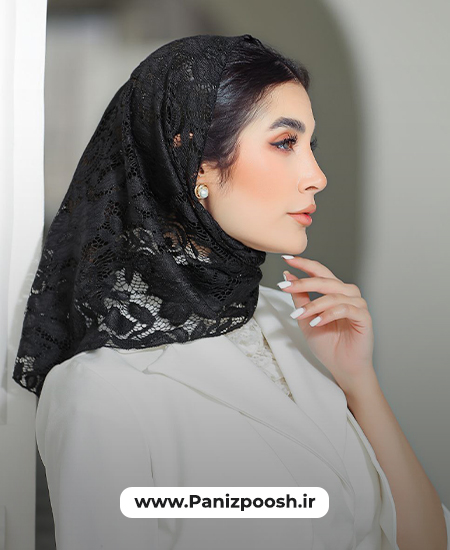 خرید عمده مینی اسکارف سه گوش گیپور مدل مینی اسکارف سه گوش گیپور